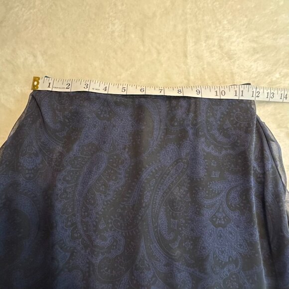 Vintage Y2k 90s Express Black & Blue Paisley Print Maxi Skirt Sz XS 1/2 Compagni - Picture 6 of 12